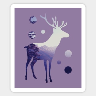 Deer with Mountains and Dots Sticker